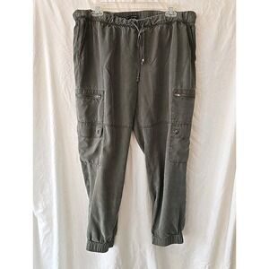 Banana Republic Cargo Jogger Pants Women's L Olive Green Drawstring  Lyocell